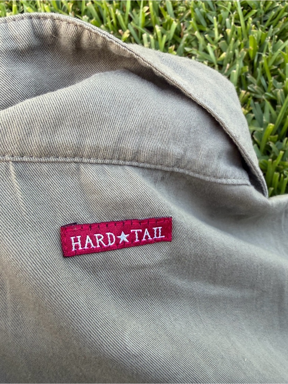 Vintage Hard Tail Olive Utility Mini Shirt Dress 100% Cotton Y2K Small - Picture 9 of 10